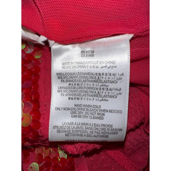 BCBGMaxAzria Women's S Red Ombré Sequin Mini Dress Short Sleeve Party Cocktail - Picture 3 of 5